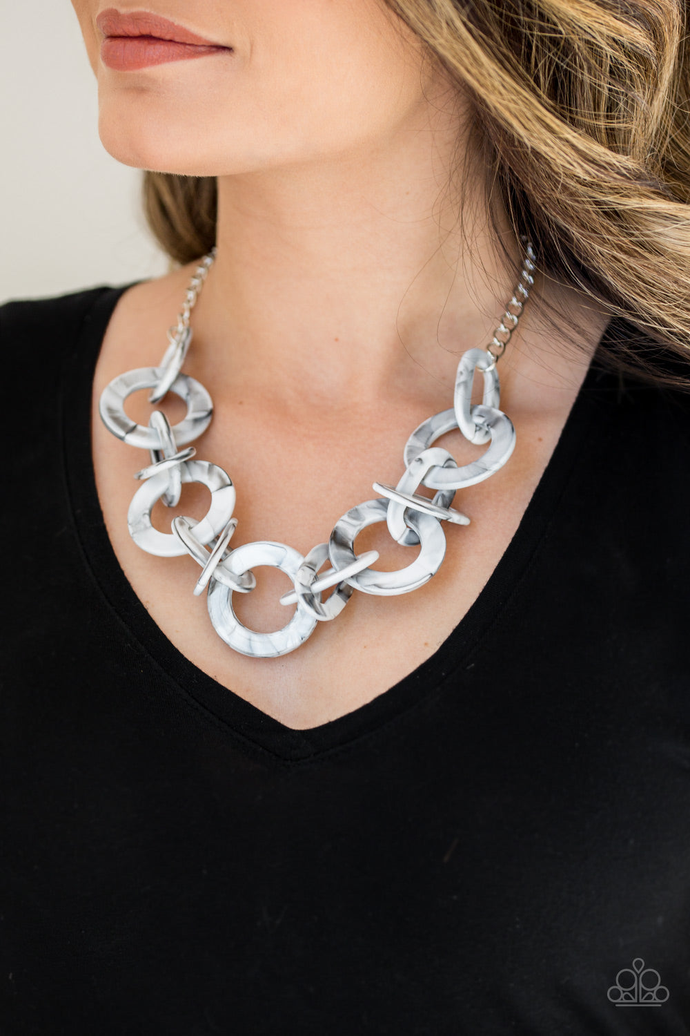 Chromatic Charm - Silver acrylic necklace
