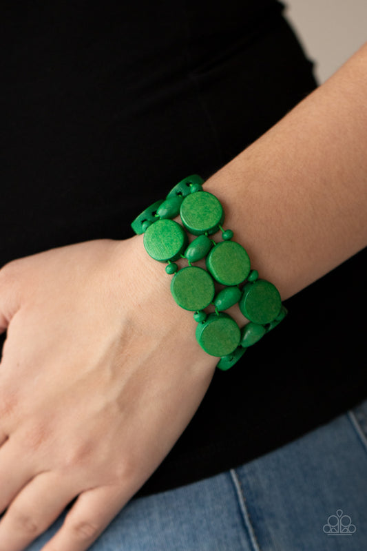 Beach Bravado - Green wood bracelet