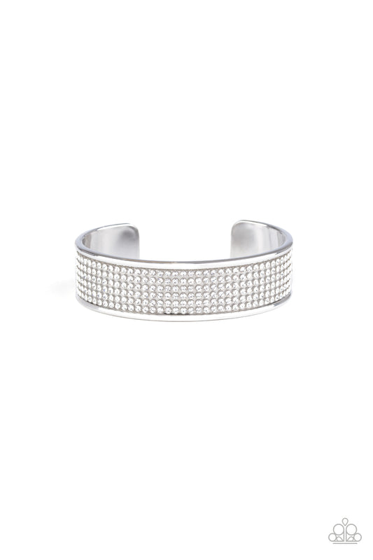 Cant Believe Your ICE - White rhinestones cuff bracelet