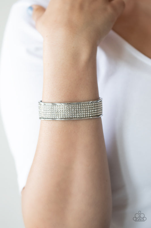 Cant Believe Your ICE - White rhinestones cuff bracelet