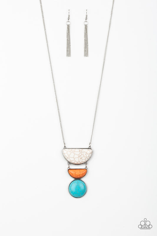 Desert Mason - Multicolor necklace (White, orange & turquoise stones)