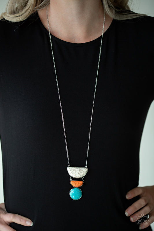 Desert Mason - Multicolor necklace (White, orange & turquoise stones)