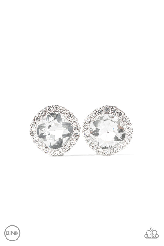 Diamond Duchess - White clip on earrings
