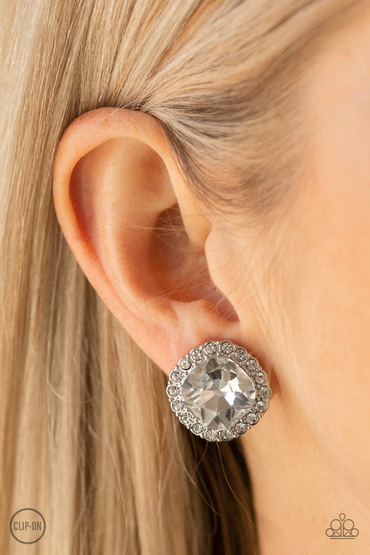 Diamond Duchess - White clip on earrings