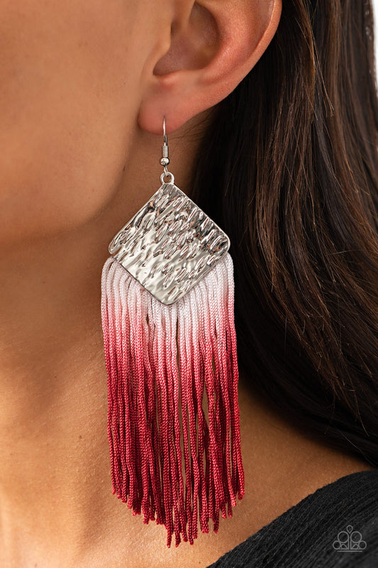 DIP The Scales - Red fringe earrings