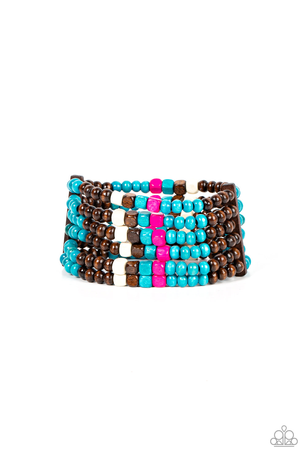 Dive into Maldives - Blue/Multi wood bracelet