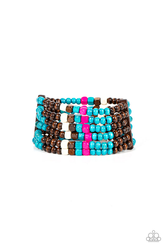 Dive into Maldives - Blue/Multi wood bracelet