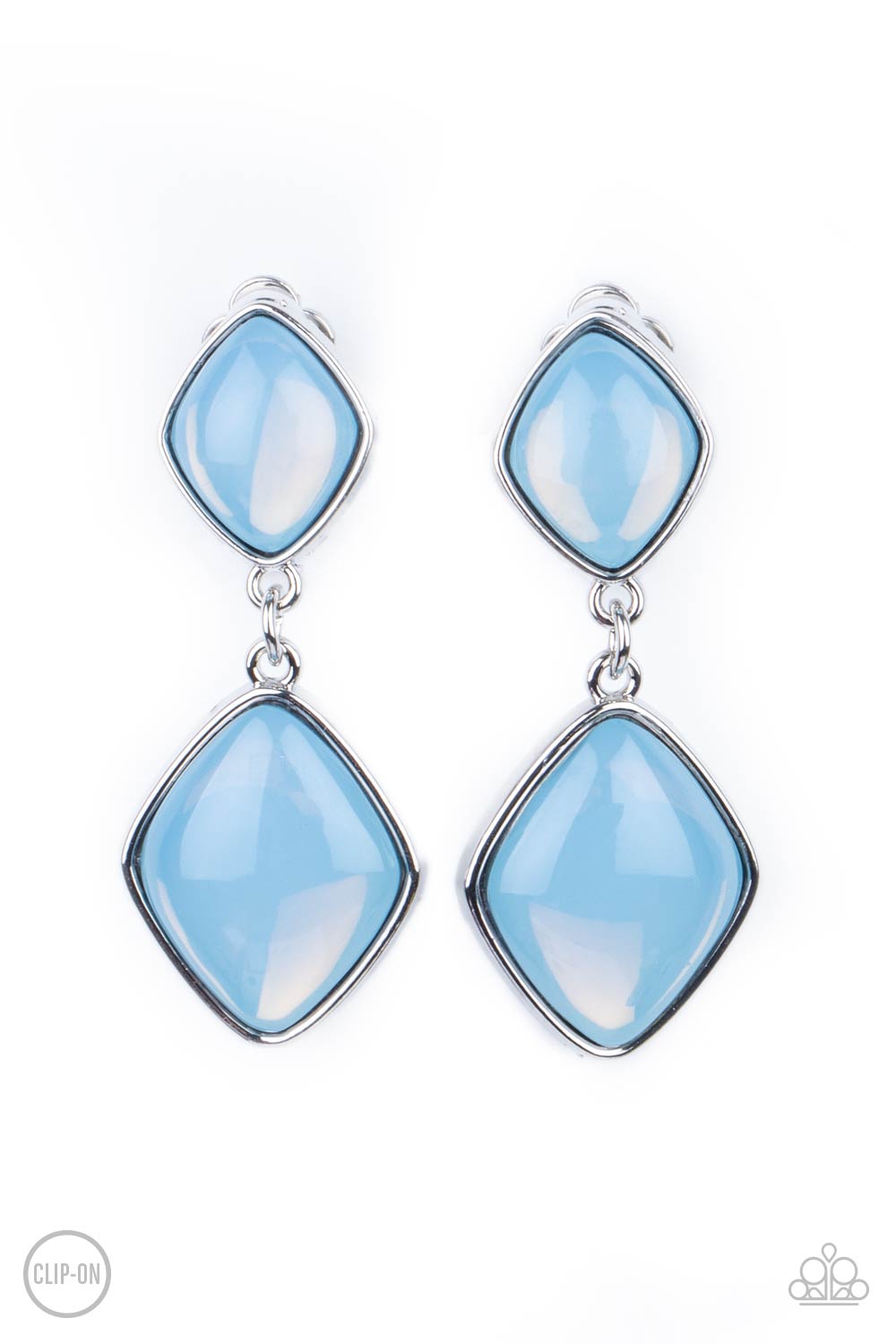 Double Dipping Diamonds - Blue Opal clip on earrings
