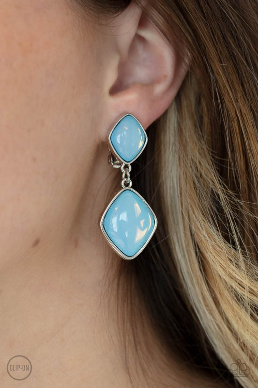 Double Dipping Diamonds - Blue Opal clip on earrings