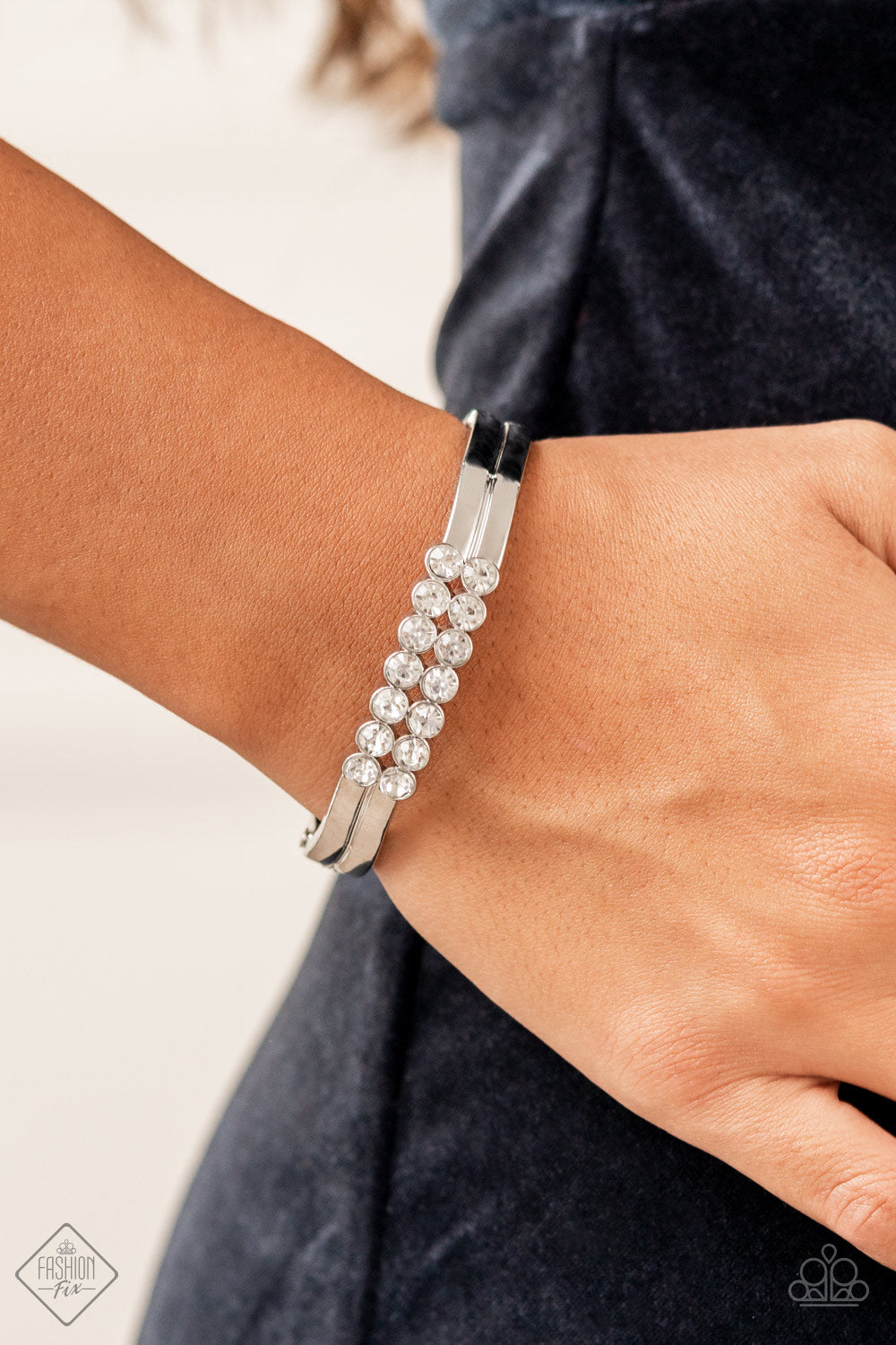 Doubled Down Dazzle - White gems bracelet
