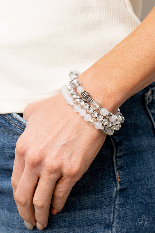 Ethereal Etiquette - Glassy white bracelet