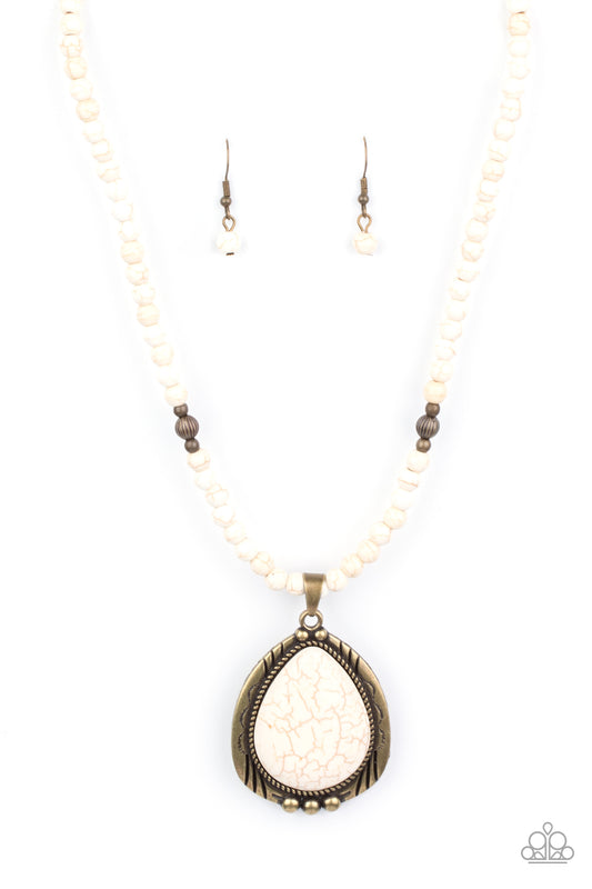 Evolution - Brass/White stone necklace