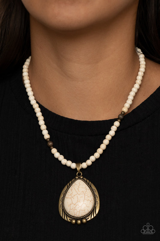 Evolution - Brass/White stone necklace