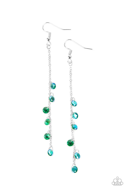 Extended Eloquence - Green iridescent earrings