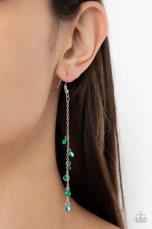 Extended Eloquence - Green iridescent earrings
