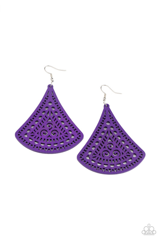 FAN to FAN - Purple wood earrings