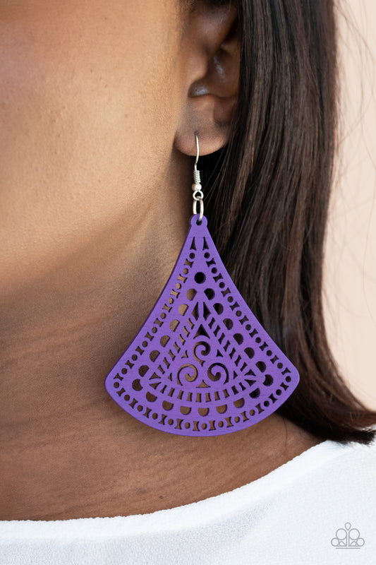 FAN to FAN - Purple wood earrings