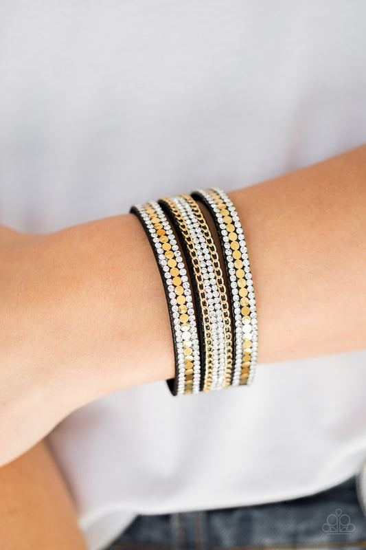Fashion Fanatic - Gold/Black wrap bracelet