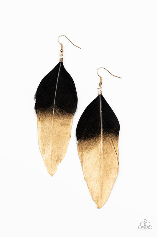 Fleek Feathers - Black/Gold earrings