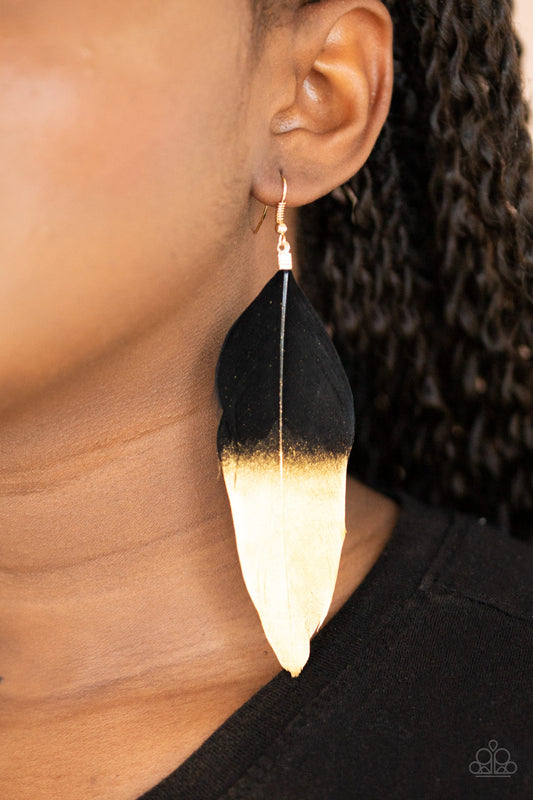 Fleek Feathers - Black/Gold earrings