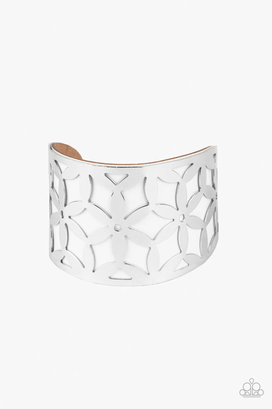 Garden Fiesta - White cuff bracelet