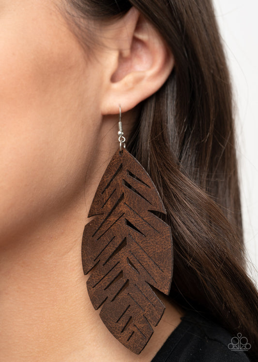 I Want To Fly - Brown soft leather earrings