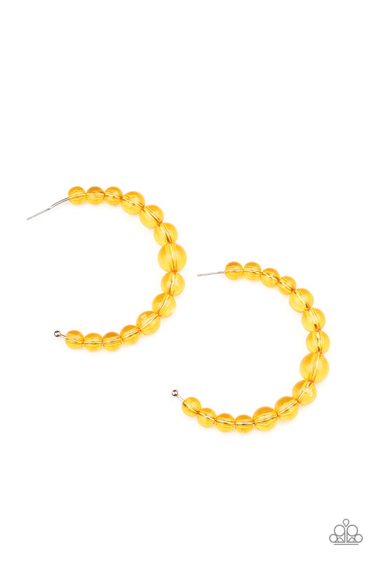 In The Clear - Orange Glassy Hoop Earrings