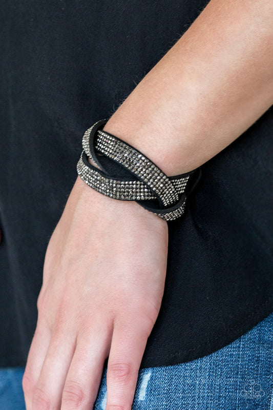 Nice Girls Finish Last - Black wrap bracelet