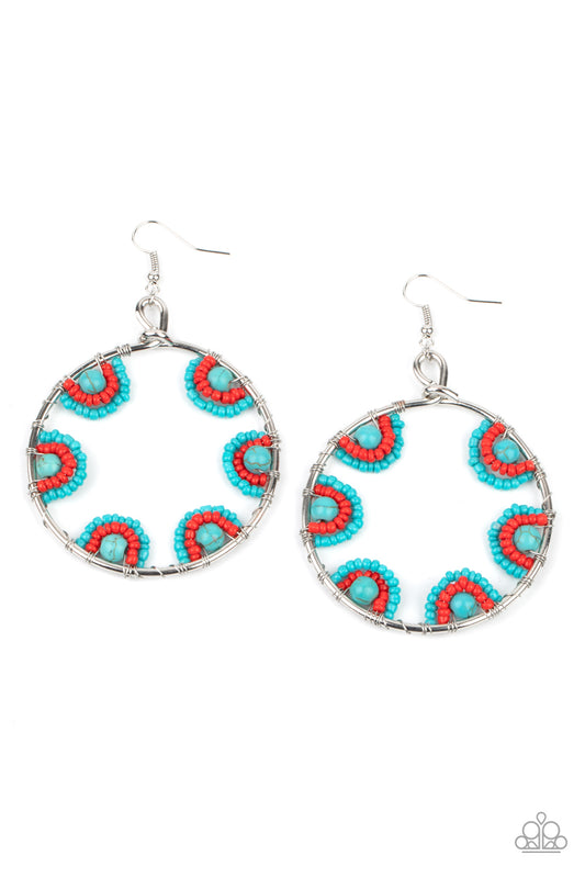 Off The Rim - Blue/Multi seed bead earrings