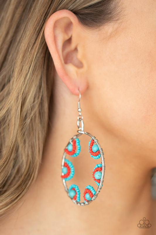 Off The Rim - Blue/Multi seed bead earrings