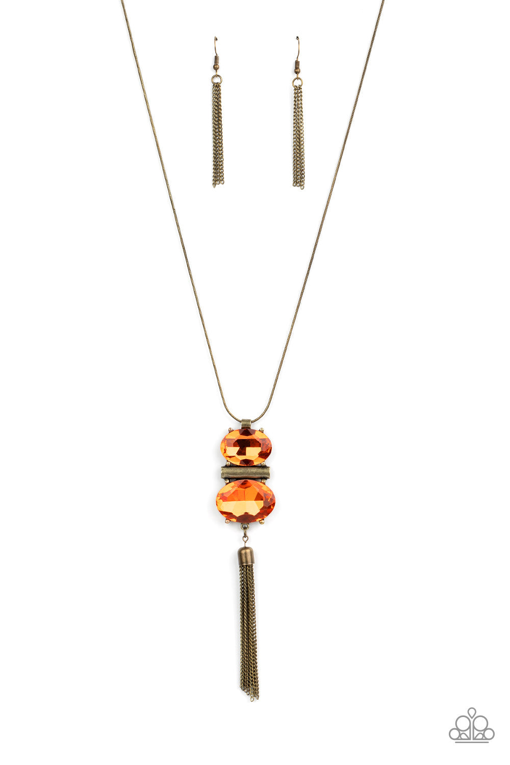 Runway Rival - Orange/Brass necklace