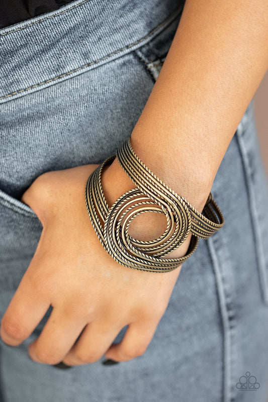 Rustic Coils - Brass cuff bracelet