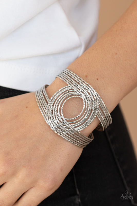 Rustic Coils - Silver cuff bracelet