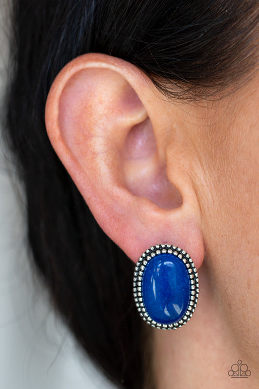 Shiny Sediment - Blue post earrings