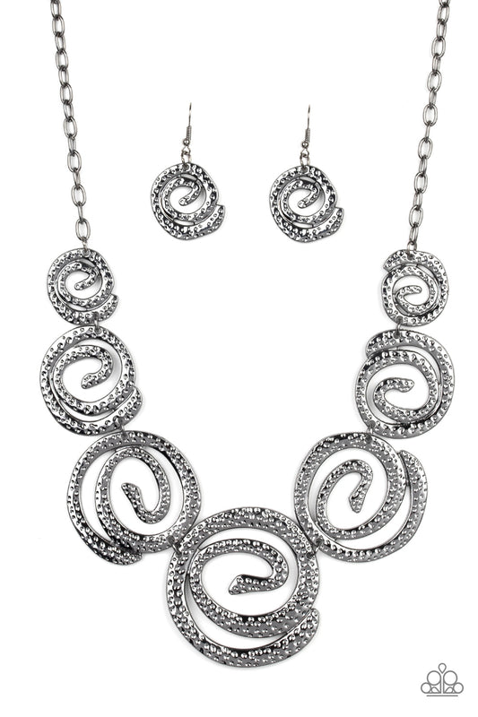 Statement Swirl - Black/Gunmetal necklace
