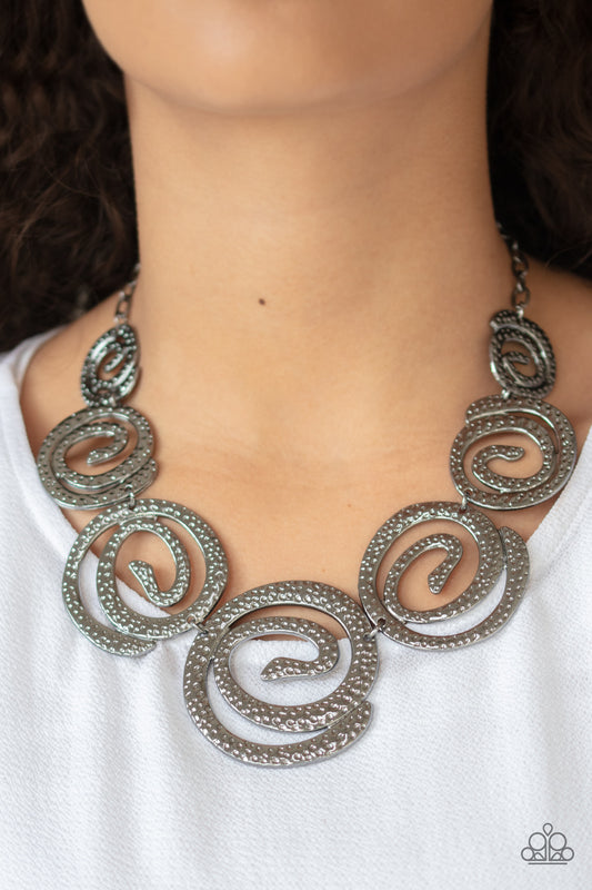 Statement Swirl - Black/Gunmetal necklace