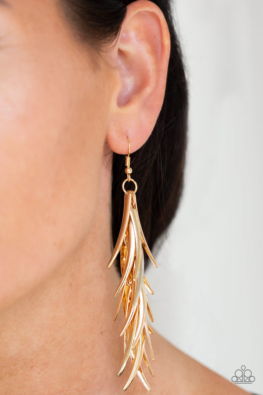 Tasseled Talons - Gold earrings