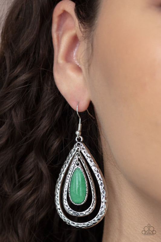 Teardrop Torrent - Green earrings