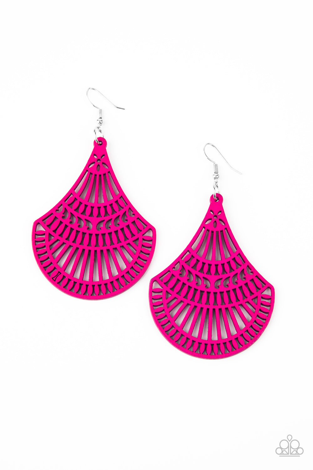 Tropical Tempest - Pink wood earrings