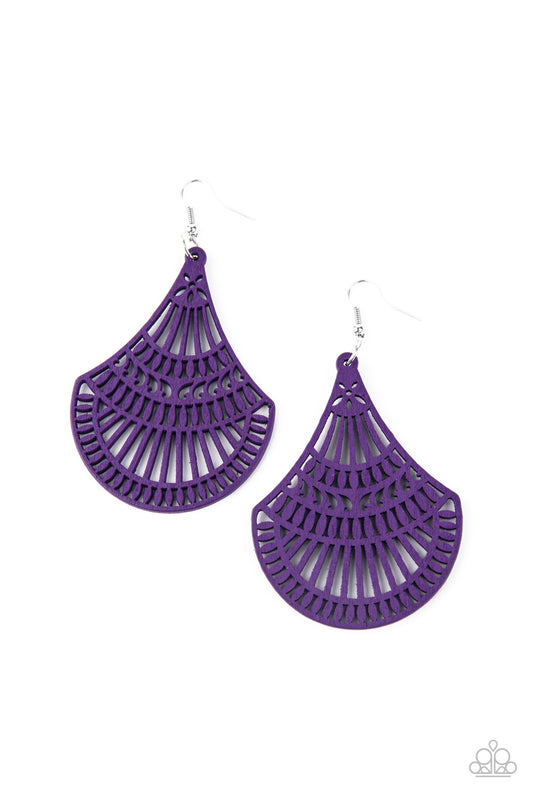 Tropical Tempest - Purple wood earrings