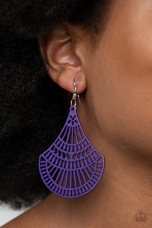Tropical Tempest - Purple wood earrings
