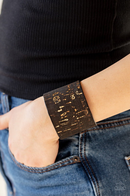 Up To Scratch - Black cork cuff bracelet