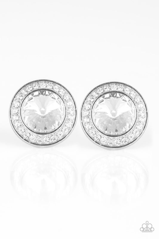 What Should I BLING? - White gem/silver post earrings