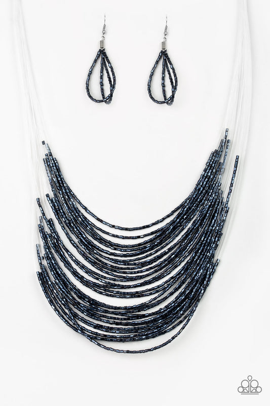 Catwalk Queen - Blue seed bead necklace