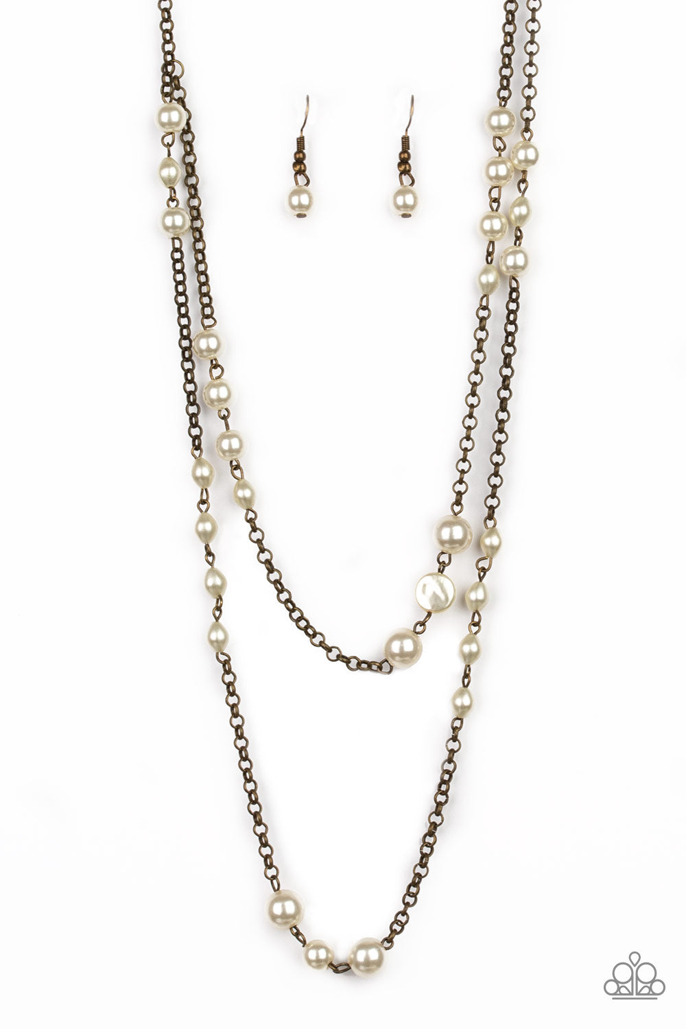 Pearl Promenade - Brass necklace