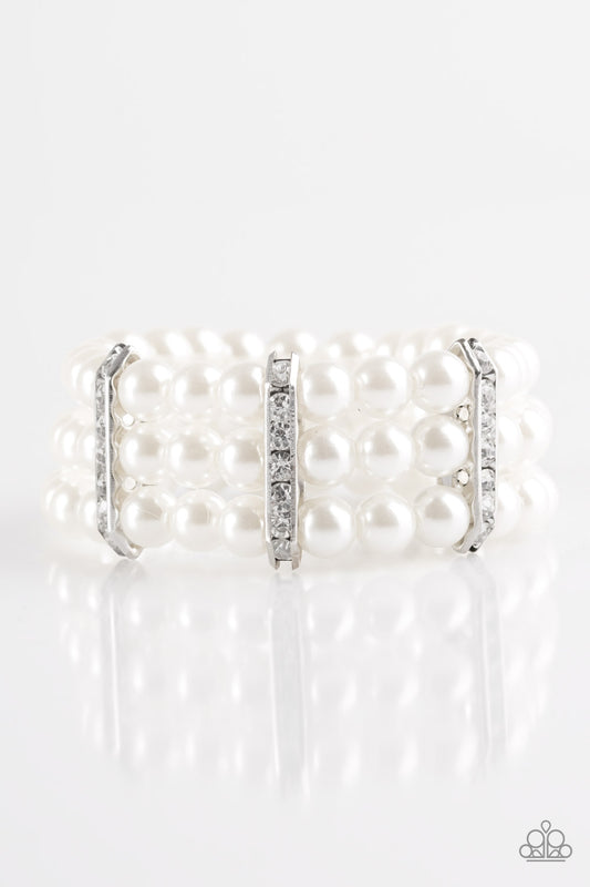 Put On Your GLAM Face - White pearl Bracelet