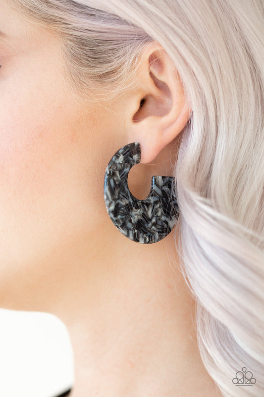 Tropically Torrid - Black acrylic earrings
