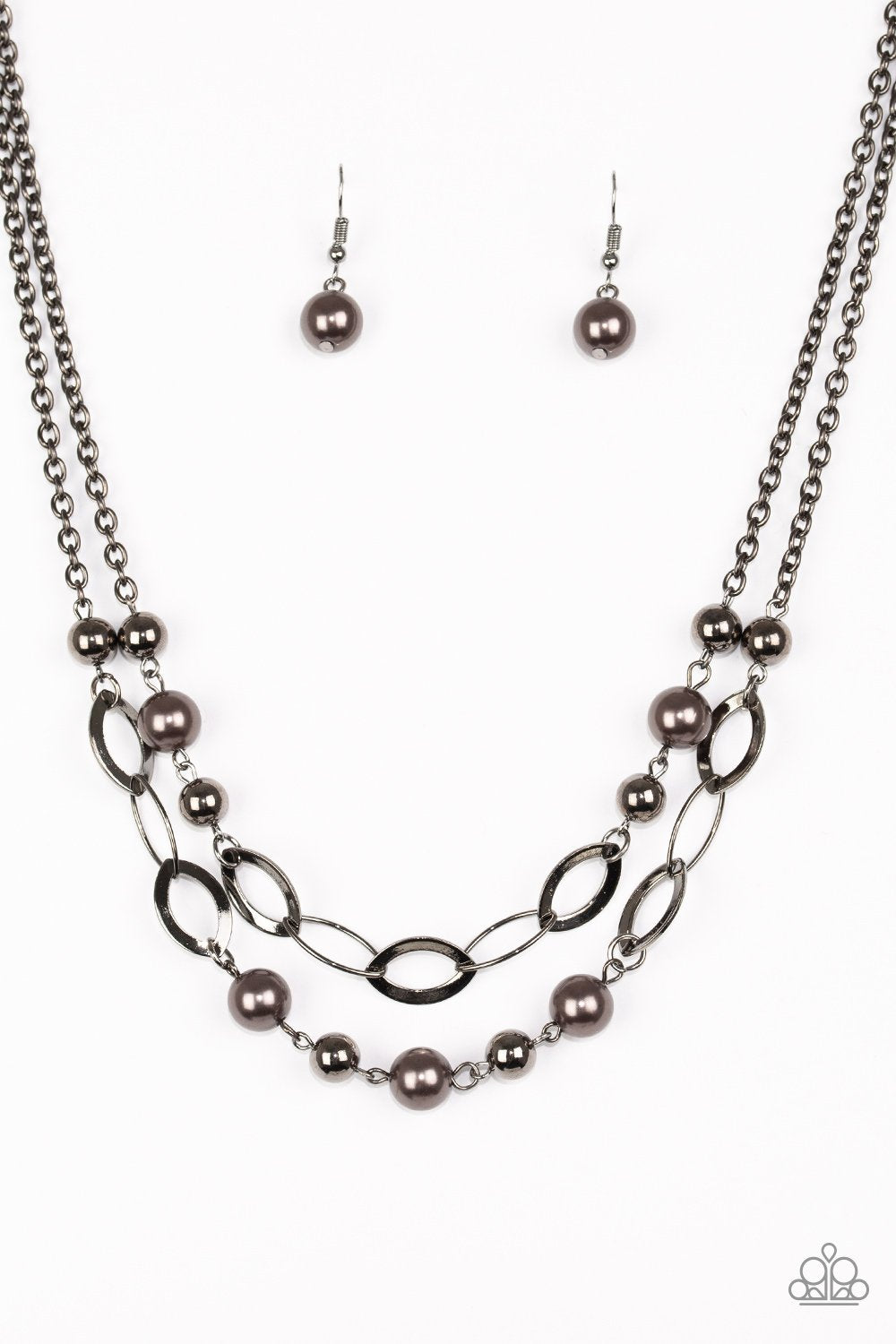 GLIMMER TAKES ALL - BLACK/GUNMETAL NECKLACE