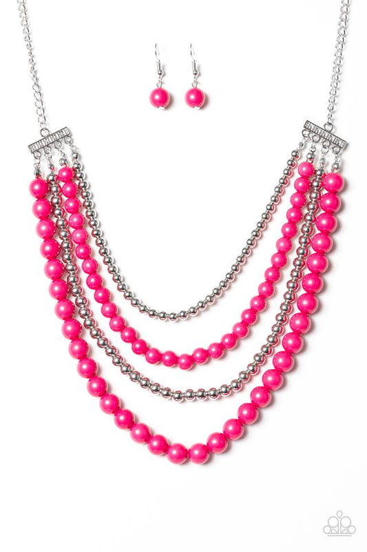 Paparazzi Necklace & Earring Set, "A FOUR-ce To Be Reckoned With - Pink"