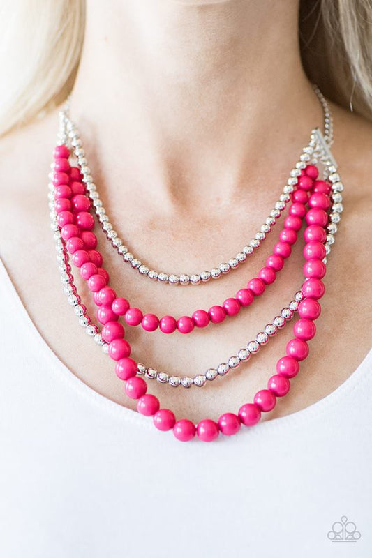 Paparazzi Necklace & Earring Set, "A FOUR-ce To Be Reckoned With - Pink"